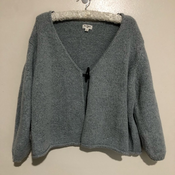 Cropped Sweater/Cardigan gray One Size Closure Button at Front Holes Down sleeve - Picture 3 of 16